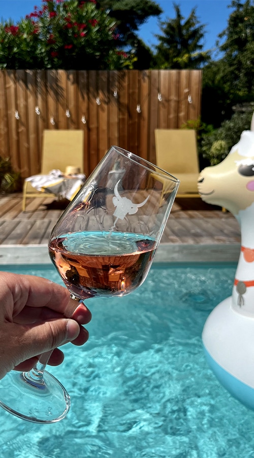 Rosé wine by the pool